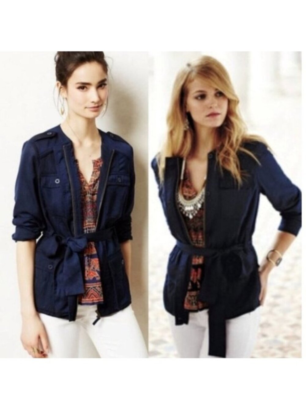 Anthropologie Hei Hei Belted Anorak Utility Jacket Navy Size S